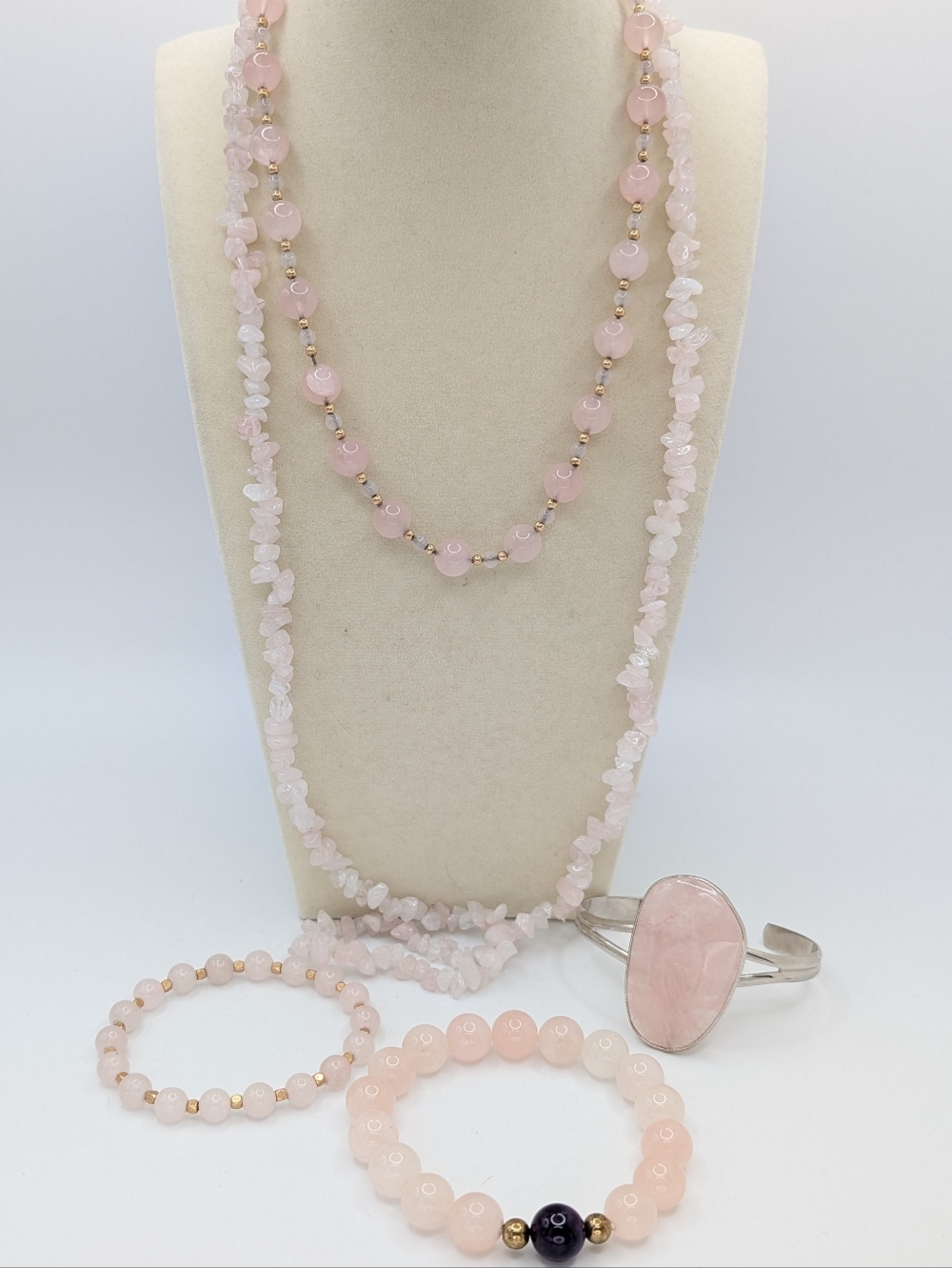 Pink Semi-precious Stone Jewelry Lot Of 5